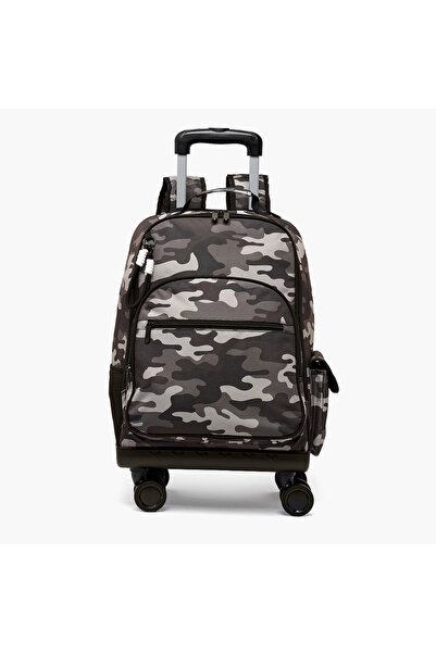 Juniors Camouflage Print Trolley Bag for Boys 8-12 Years with Durable Wheels ...