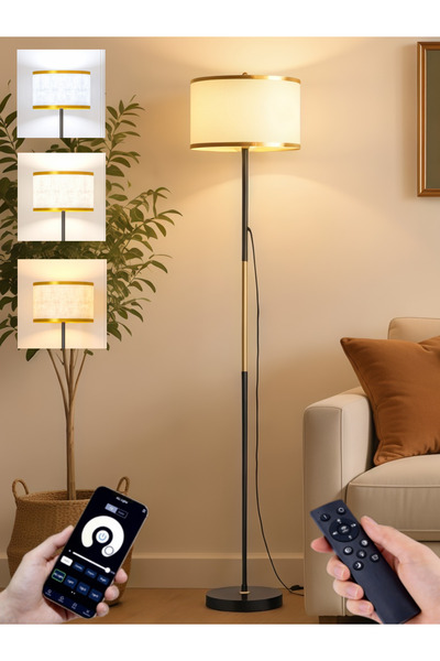 Bojasmiial مصباح أرضي ذكي مع تحكم عن بعد وتطبيق، يتضمن مصباح LED بقوة 12 واط،...