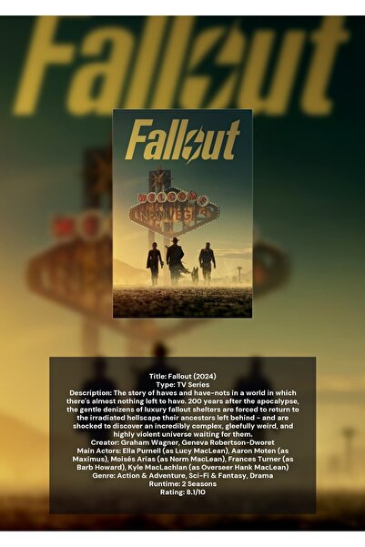 OEM Αφίσα Ινφογραφική Fallout, Παιχνίδι Βίντεο RPG Μετα-Αποκαλυπτικό, Χαρτόνι...