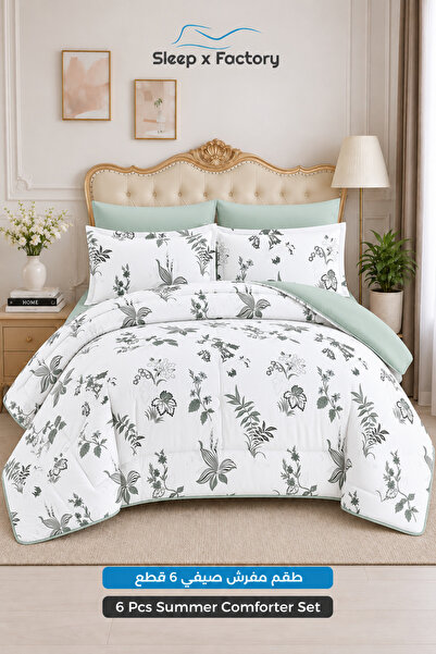 Sleep x Factory 6-Piece Reversible Double Sided Microfiber Comforter Set 200x...