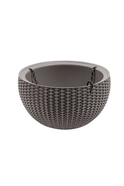 OEM Ghiveci din plastic cu finisaj ratan sintetic Curver, suspendat, moca D 3...