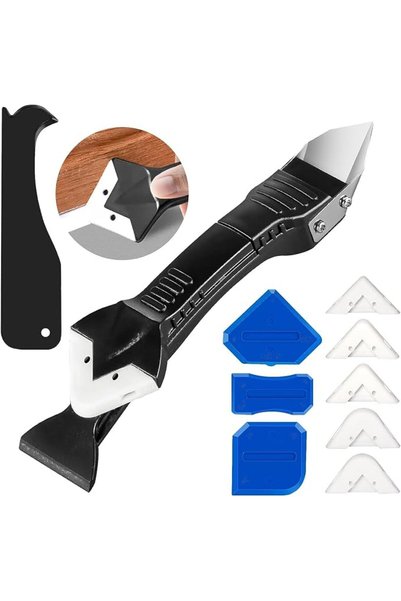 Goodern 10 PCS 4 in 1 Caulking Tool Kit,Reusable Silicone Glue Corner Scraper...