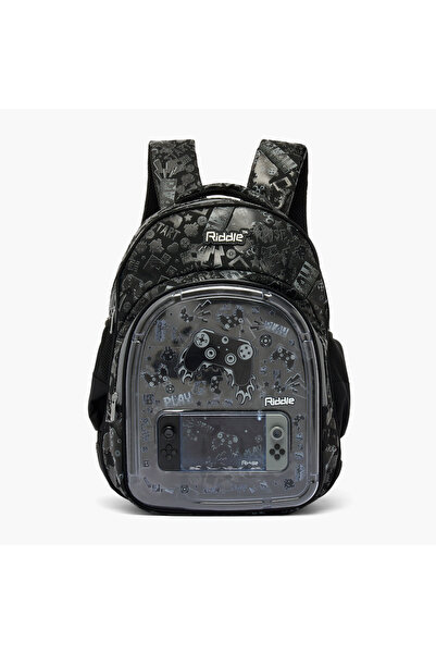 Riddle Gaming Print Backpack for Girls 3-5 Years with Padded Shoulder Straps ...