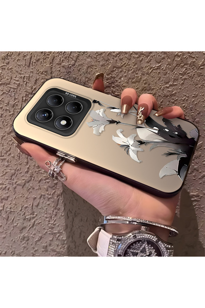 PATTERNOVA Redmi Note 14 Pro 4G/5G Uyumlu yeni çin stili siyah‑beyaz çiçek se...