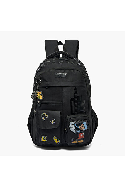 Disney Mickey Mouse Print Backpack for Boys 5-8 Years with Laptop Compartment...