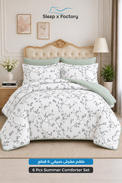 Sleep x Factory 6-Piece Reversible Double Sided Microfiber Comforter Set 200x...