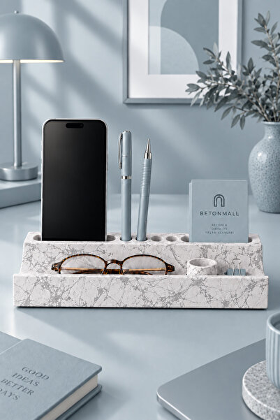 betonmall Handmade Concrete Desktop Organizer Pen Holder Phone Holder Card Ho...