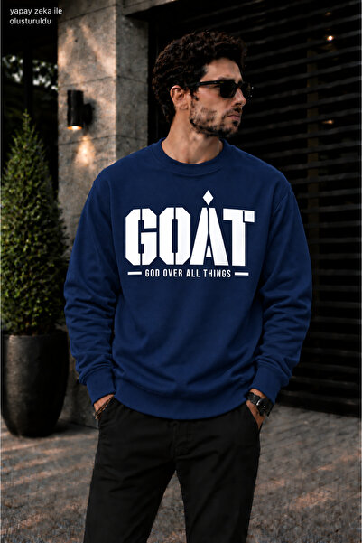 caddekombin Men's Goat God over All Things Typographic Print Crew Neck Casual...