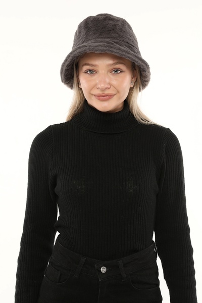 Adalua Women's Plush Bucket Hat Winter Soft Textured Fisherman Hat