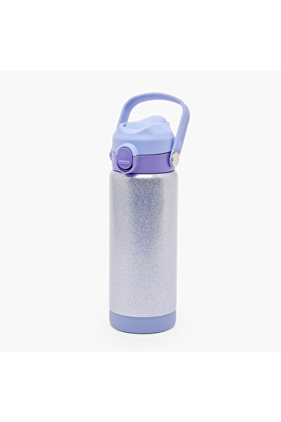 Juniors Glitter Embellished Stainless Steel Water Bottle with Spout and Straw