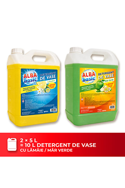 ALBA BASIC PAK 2 X 5 λίτρα Απορρυπαντικό πιάτων / Λεμόνι + Μήλο