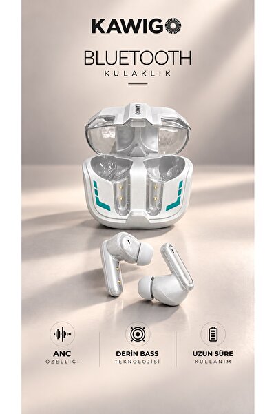 kawigo ANC ( Aktif Gürültü Engelleme ) Bluetooth Kulaklık 4 Mikrofonlu Bluetooth Kulaklık, Derin Bass, 35 Saat Kullanım, 40 Dakikada Hızlı Şarj