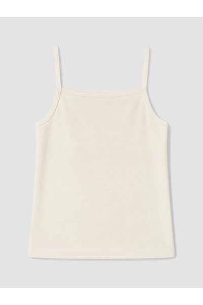 LC Waikiki Ecru Square Neck Girls' Tank Top