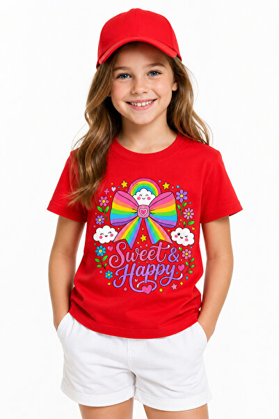 Sweet Happy Kız Çocuk Tişörtü %100 Pamuk