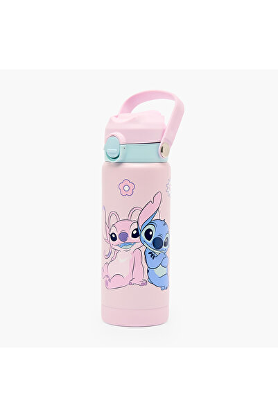 Disney Stitch and Angel Print Stainless Steel Water Bottle with Flip Spout an...