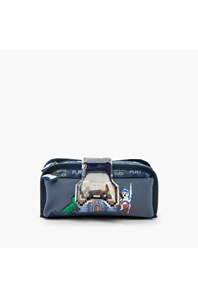 Juniors Game Print Pencil Pouch with 2 Compartments