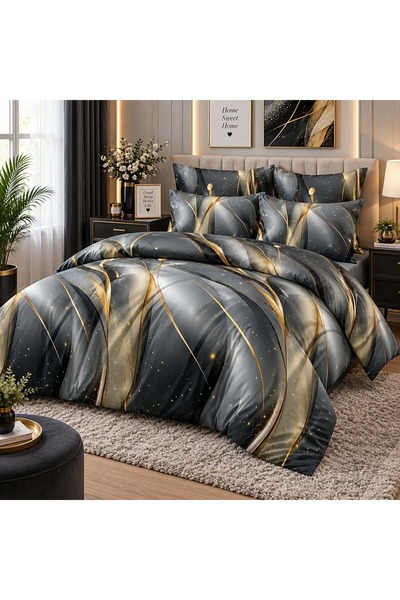 Casa Pucioasa Lenjerie pat dublu cu Elastic, Finet ,4 piese
