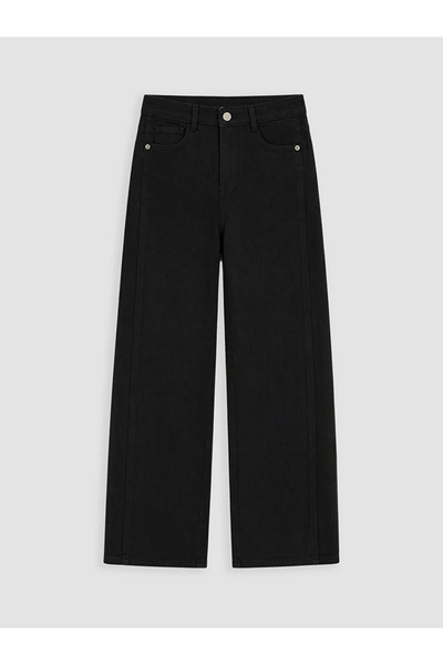 LC Waikiki Siyah Wideleg Kız Çocuk Gabardin Pantolon