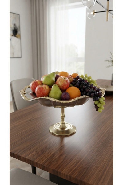 İthal Pirinç Bordure Silver Sunumluk Meyvelik 30cm