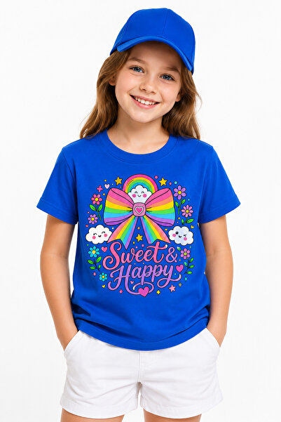 Sweet Happy Kız Çocuk Tişörtü %100 Pamuk