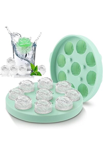 KASTWAVE 3D Rose Flower Ice Cube Tray, 9 Cavity Silicone Mold, 1.18 Inch Reus...