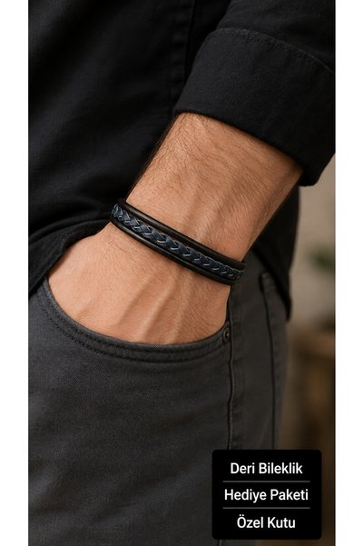 HER ŞEY NOTA www.herseynota.com Cambrio Smoke Black Leather Men's Bracelet - ...