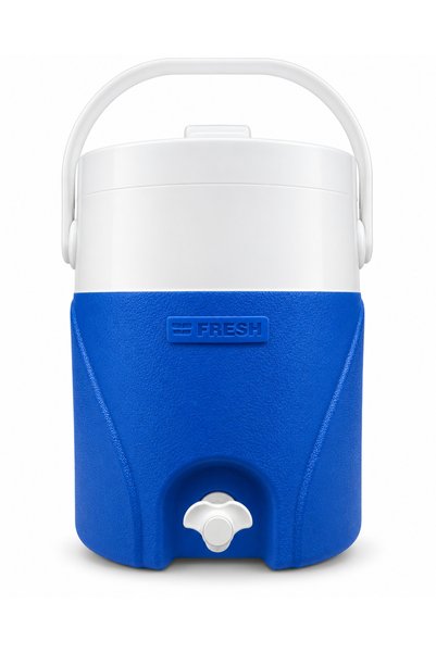 Fresh 12 Liter Insulated Cooler Jug with Tap & Carry Handle – Portable Water & Beverage Cooler, Blue/White