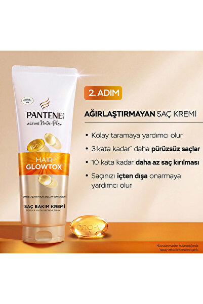 Pantene كريم العناية بالشعر هير جلوتوكس لتألق الشعر، لإصلاح الشعر الباهت والتالف 275 مل × 3