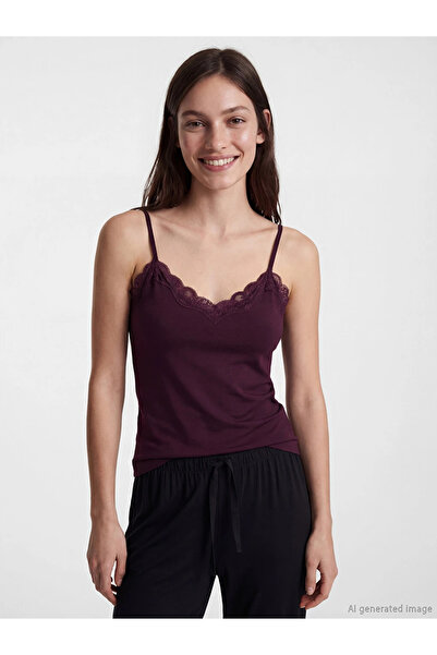 LC Waikiki Purple String Strap Lace Detailed Women's Tank Top