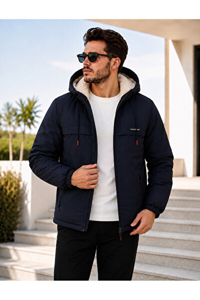 Boymen Erkek ceket kışlık mont kapüşonlu içi kürklü ceket günlük mont casual.