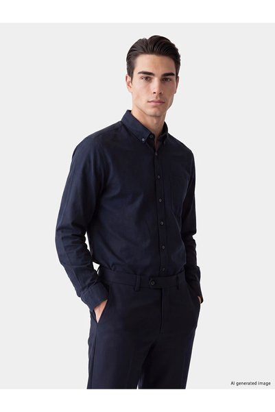 LC Waikiki Navy Blue Regular Fit Oxford Men's Shirt