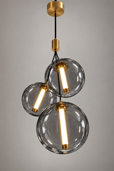 Nova Crystal NOVA AMBERA 3’lü Cam Küre Gold LED Modern Sarkıt Avize
