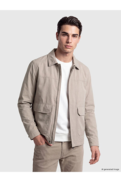 LC Waikiki Bej Regular Fit Gömlek Yaka Erkek Ceket