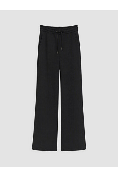 LC Waikiki Black Women's Thick Sweatpants with Elastic Waist