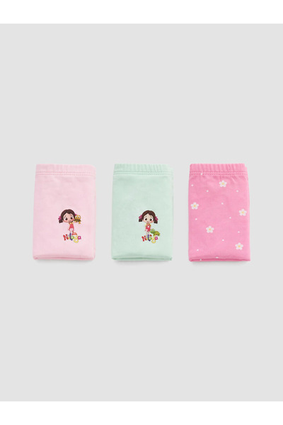 LC Waikiki Pembe Kız Çocuk Niloya Baskılı Boxer 3'lü