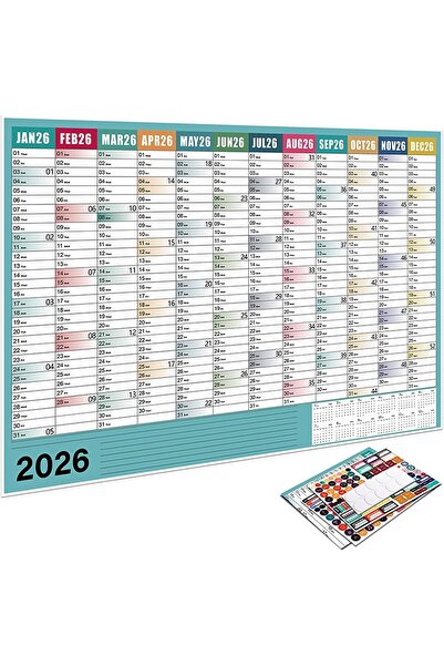 Arabest 2026 Yearly Planner Calendar,Large Grid Wall and Desk Calendar for Ho...
