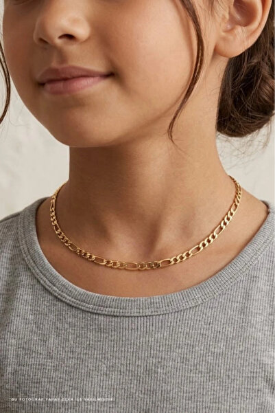 SEVGİLİ TAKI Gold Figaro Model Steel Chain Children's Necklace |   Stylish an...