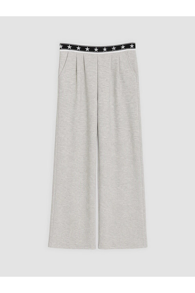 LC Waikiki Gray Elastic Waisted Wide Leg Girls' Sweatpants