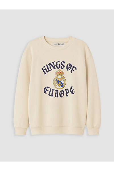 LC Waikiki Beige Real Madrid Printed Boys' Sweatshirt