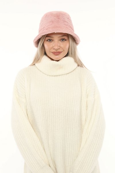 Adalua Women's Plush Bucket Hat Winter Soft Textured Fisherman Hat