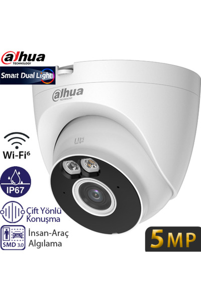 DAHUA (IPC-HDW1539DA-SW-PV) 5MP 2,8mm DAHİLİ MİK VE HOPARLÖR IP67 WIFI DOME KAMERA