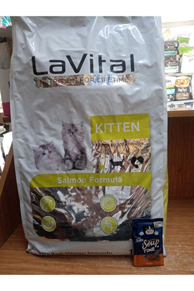 LaVital La Vital Yavru Kedi Maması Somonlu 12 Kg+10 adet felix tavuklu kedi ç...
