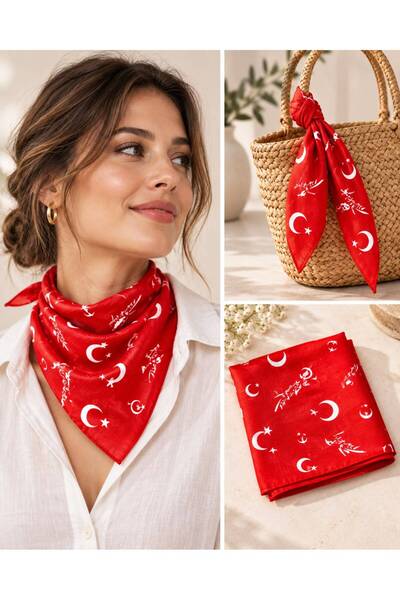 dilaydamla kids Red Scarf / Bandana with Turkish Flag and Turkey Written on It |   Unisex |   52*53 cm