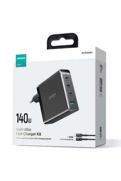 Joyroom Network Charger + USB-C Cable JR-TCG 05 EU, Gan, 140 W, 3 xUSB-C, 1 x...