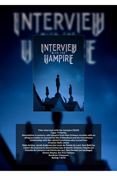 OEM Poster Infografic Interviu cu un Vampir, Horror Clasic, Carton 250g, A4