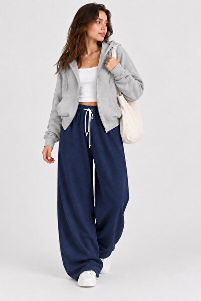 Machetta Women's Comfortable 3-Piece Zippered Cardigan - Crop - Sweatpants Set
