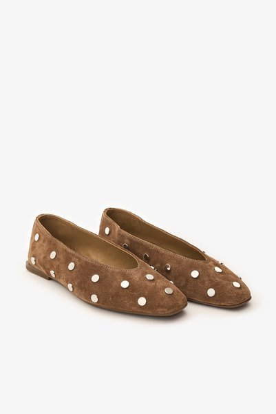 Louis Cardy Riffe Sigaro Suede Leather Women's Studded Ballerinas