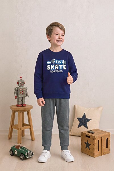 Elsima Boy's 100% Cotton Interlock Printed Long Sleeve Pajama Set