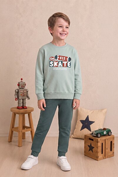 Elsima Boy's 100% Cotton Interlock Printed Long Sleeve Pajama Set