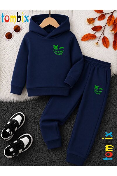 tombix Set de trening pentru copii, verde, cu imprimeu Suiliyet, gros, de iar...